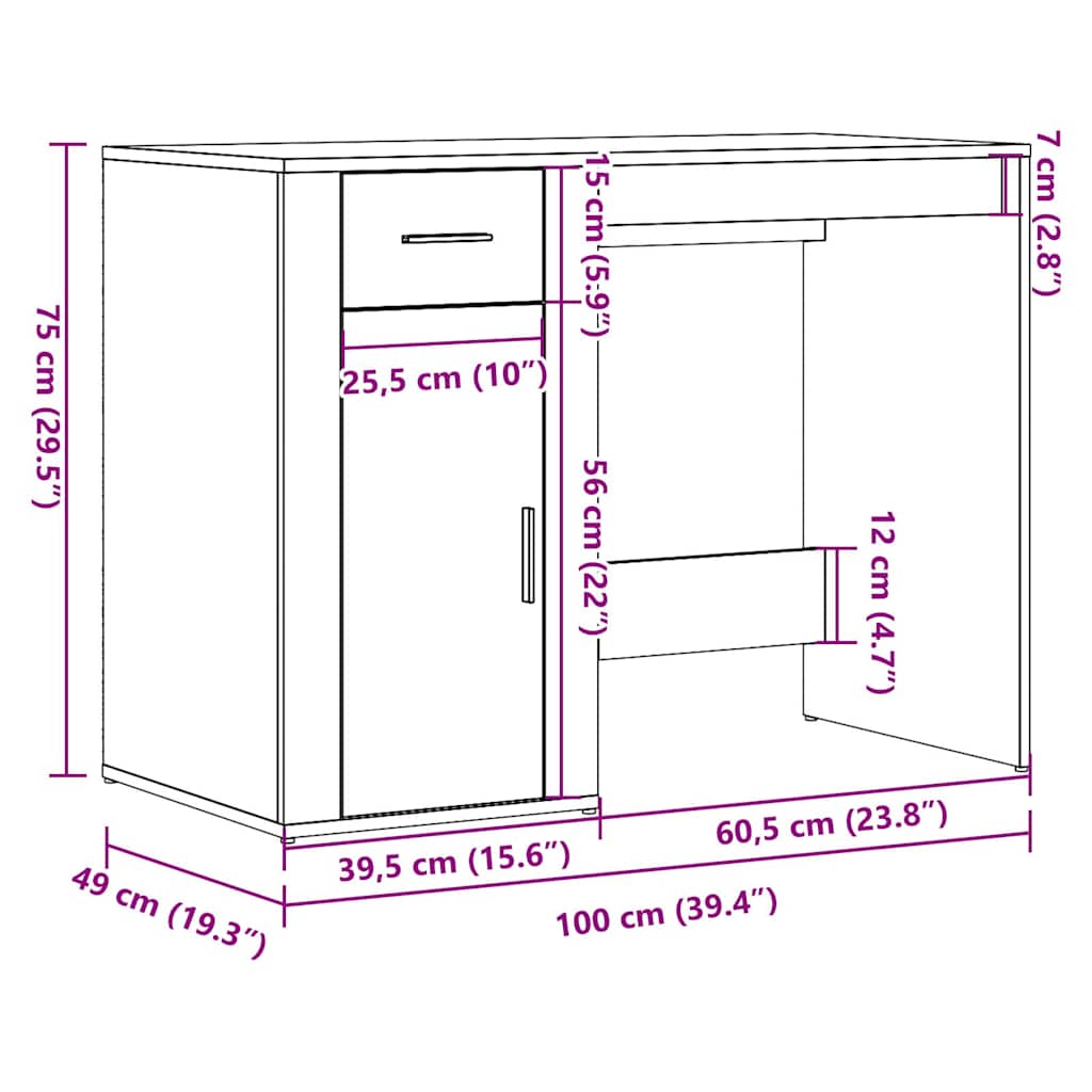 Stol staro drvo 100x49x75 cm konstruirano drvo
