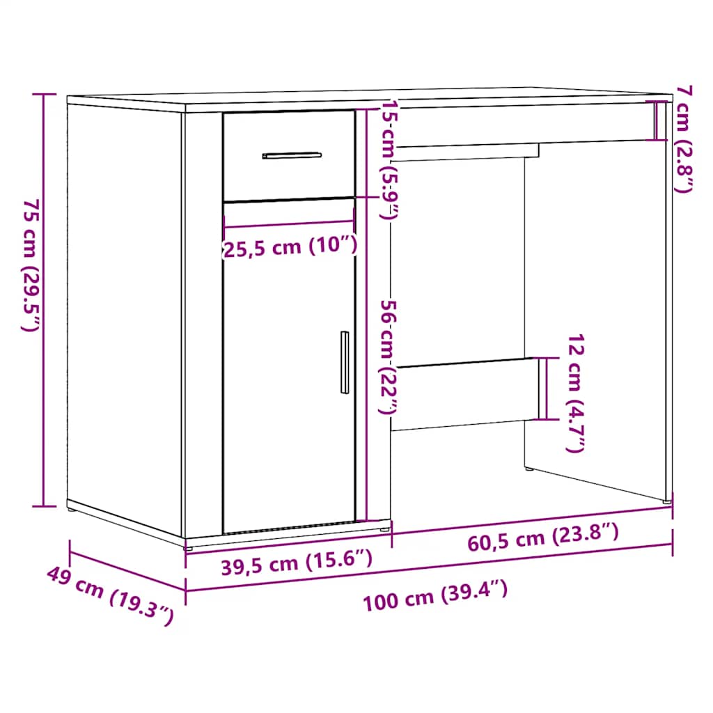 Stol Artisan hrast 100x49x75 cm konstruirano drvo