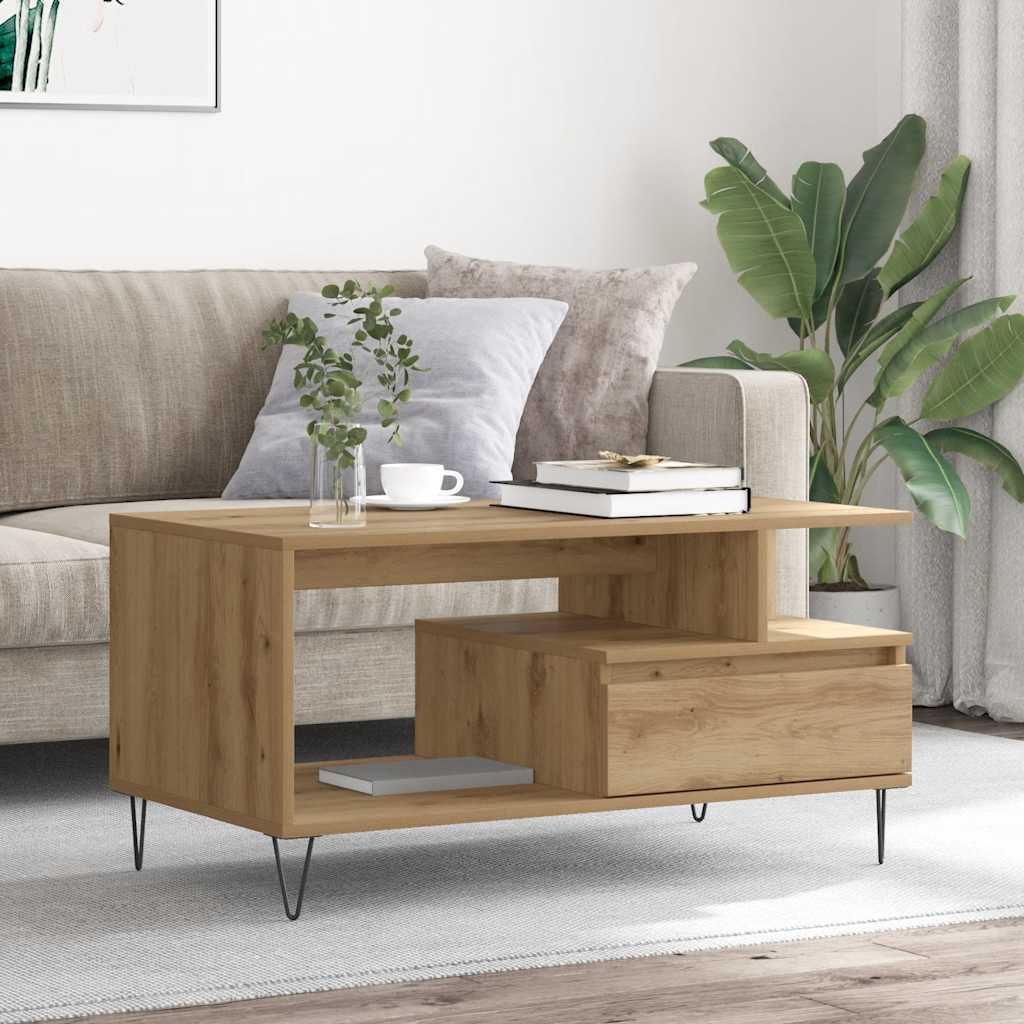Stolić za kavu boja hrasta 90x49x45 cm konstruirano drvo