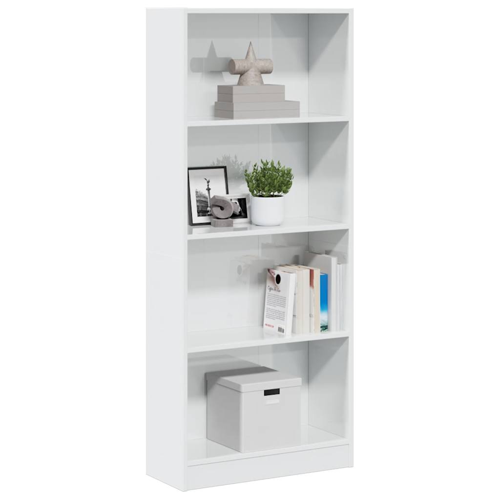 Regal za knjige sjajni bijeli 60x24x143 cm konstruirano drvo