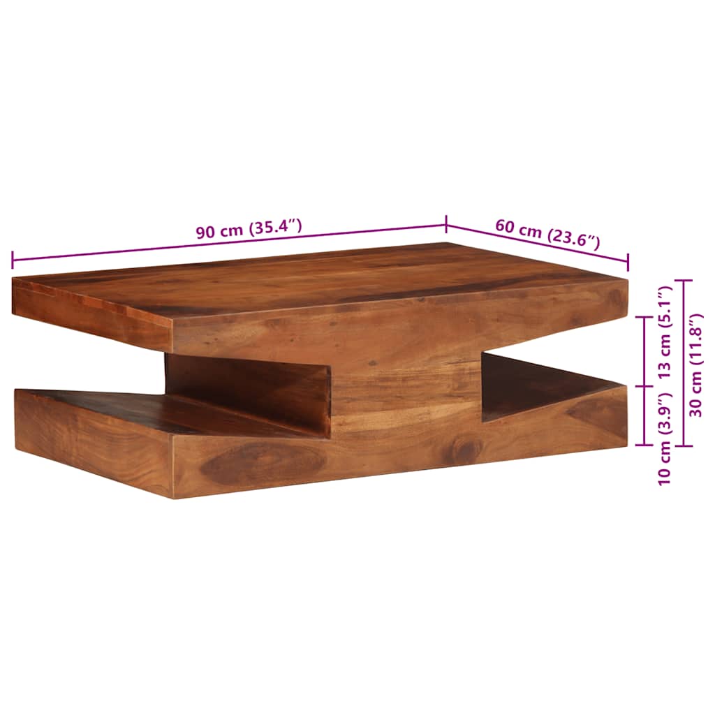Stol za kavu 90x60x30 cm puno drvo bagrem