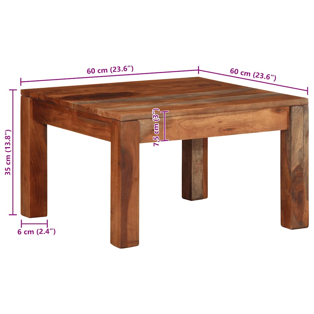 Stol za kavu 60x60x35 cm puno drvo bagrem