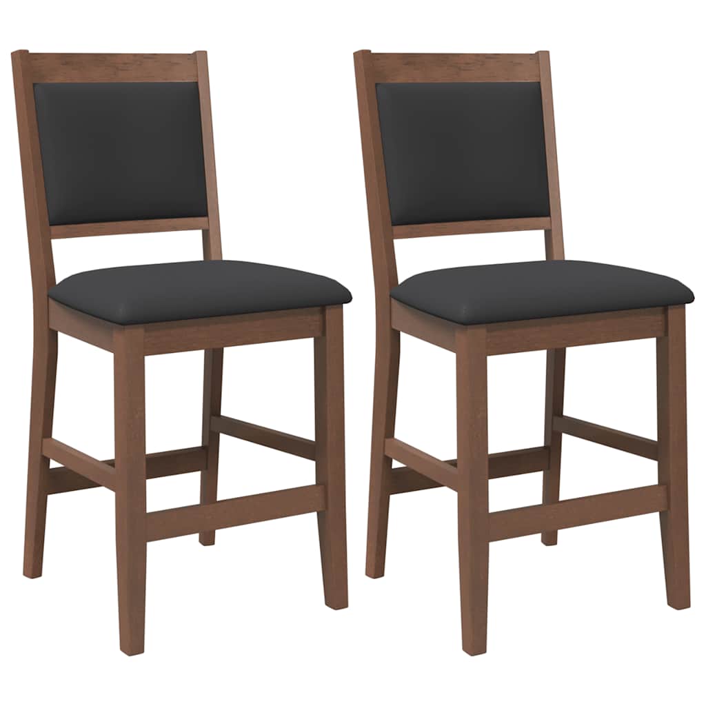 Barske stolice s jastucima 2 kom. Smeđe puno drvo guma