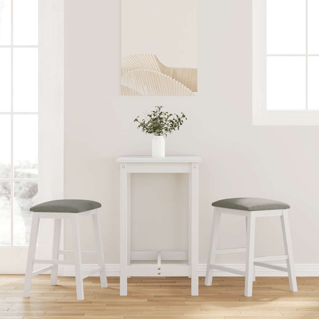Barske stolice s jastucima 2 kom. Bijela guma od punog drva