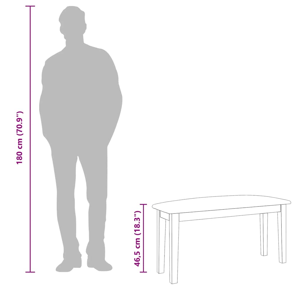 Klupa 90 cm smeđa puna drvena guma