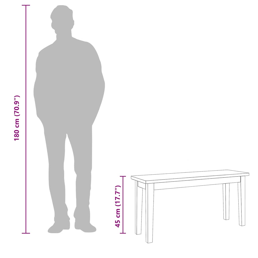 Klupa 90 cm puna drvena guma