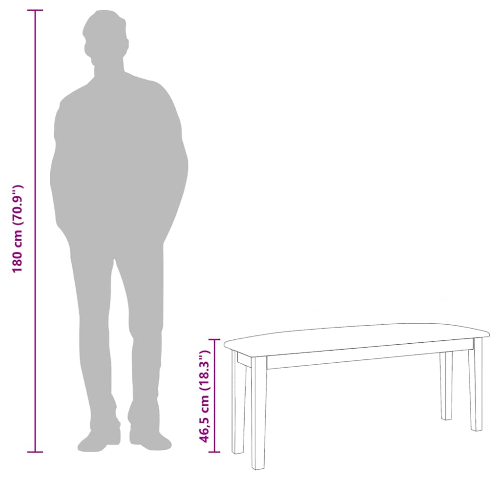 Klupa 110 cm bijela puna drvena guma