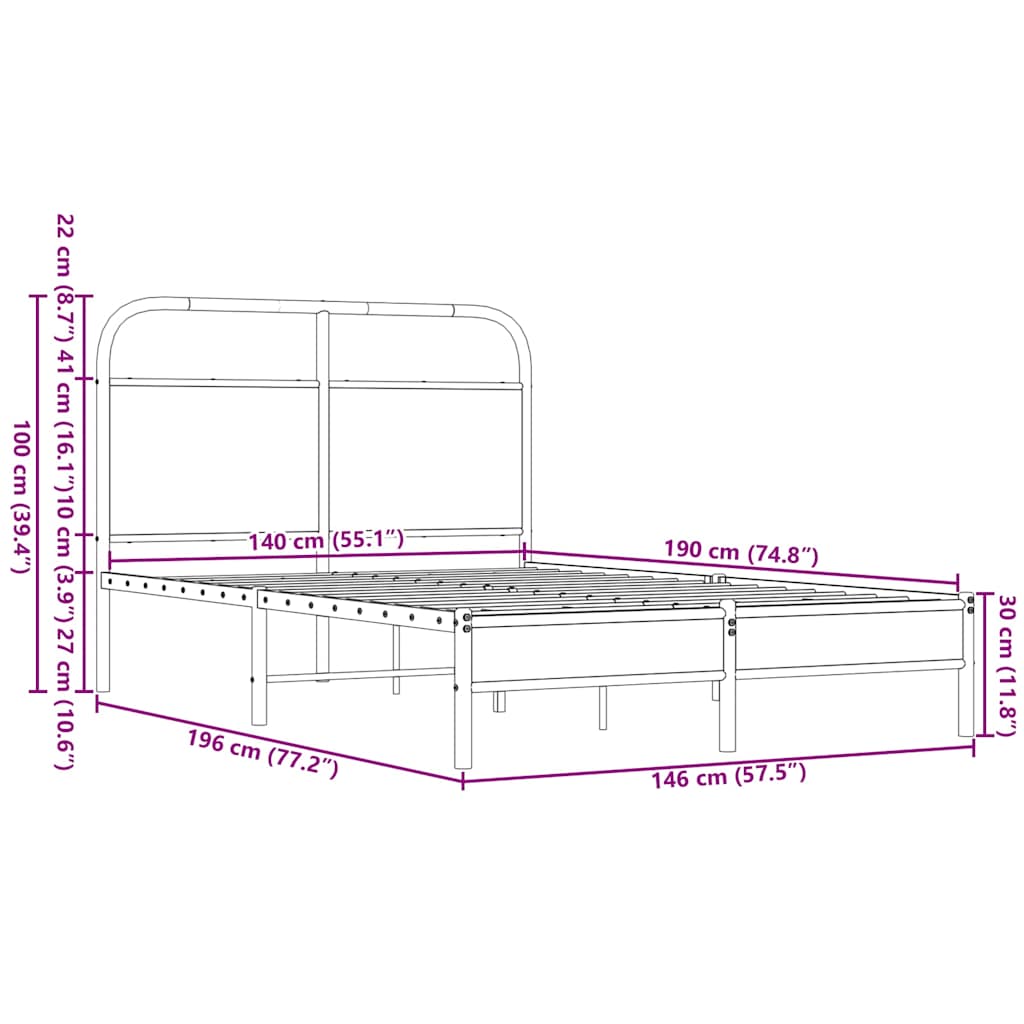 Okvir kreveta bez madraca smeđa boja hrasta 140x190 cm drveni