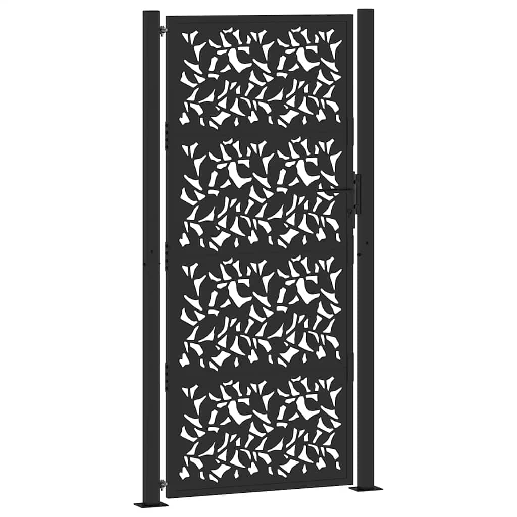 Vrtna vrata crna 100x200 cm dizajn s čeličnim krilom