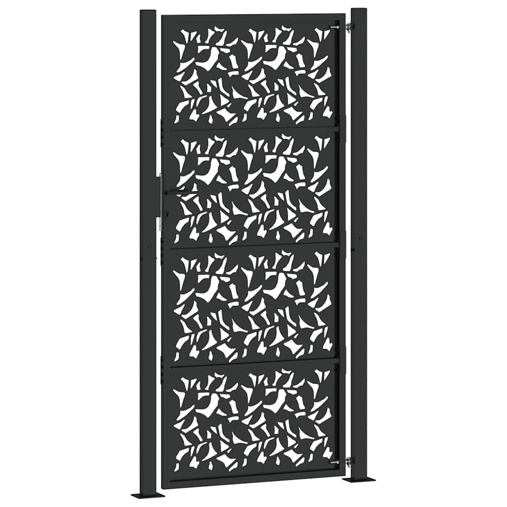 Vrtna vrata crna 100x200 cm dizajn s čeličnim krilom