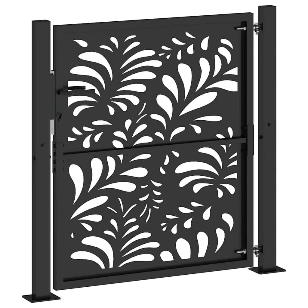 Vrtna vrata crna 100x100 cm čelični valoviti dizajn