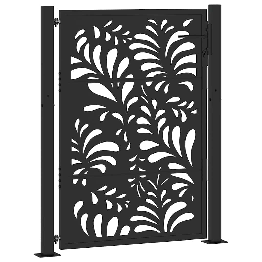 Vrtna vrata crna 100x125 cm čelična valovita dizajna