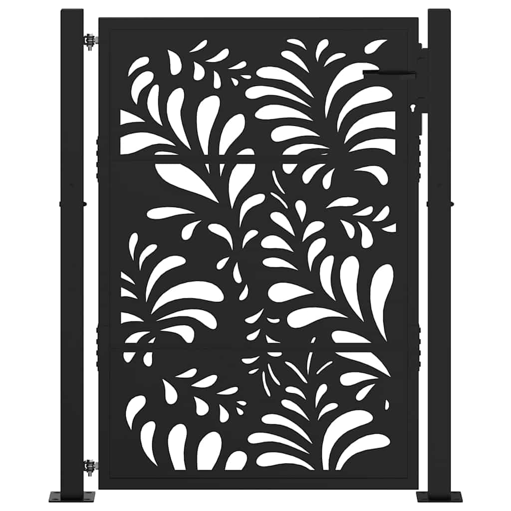 Vrtna vrata crna 100x125 cm čelična valovita dizajna
