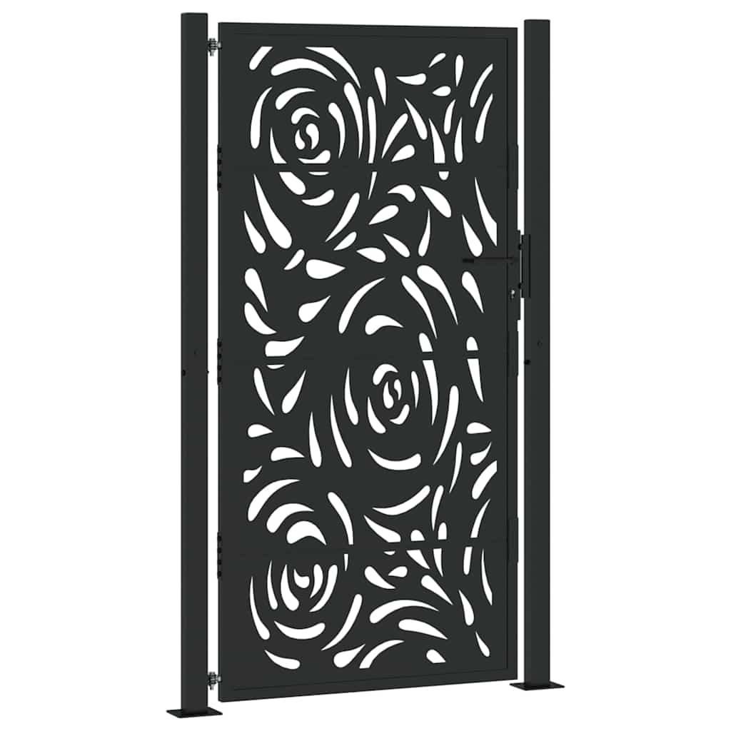 Vrtna vrata crna 100x175 cm čelična dizajn plamena