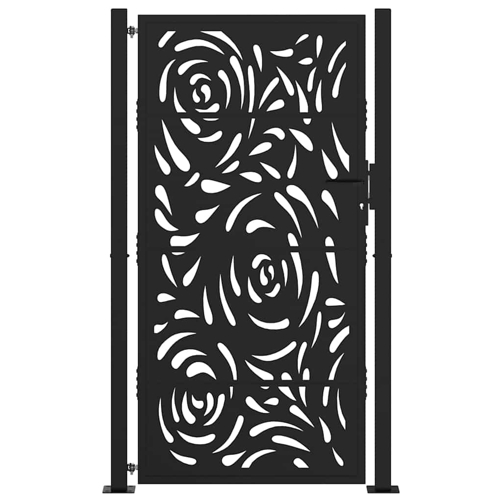 Vrtna vrata crna 100x175 cm čelična dizajn plamena