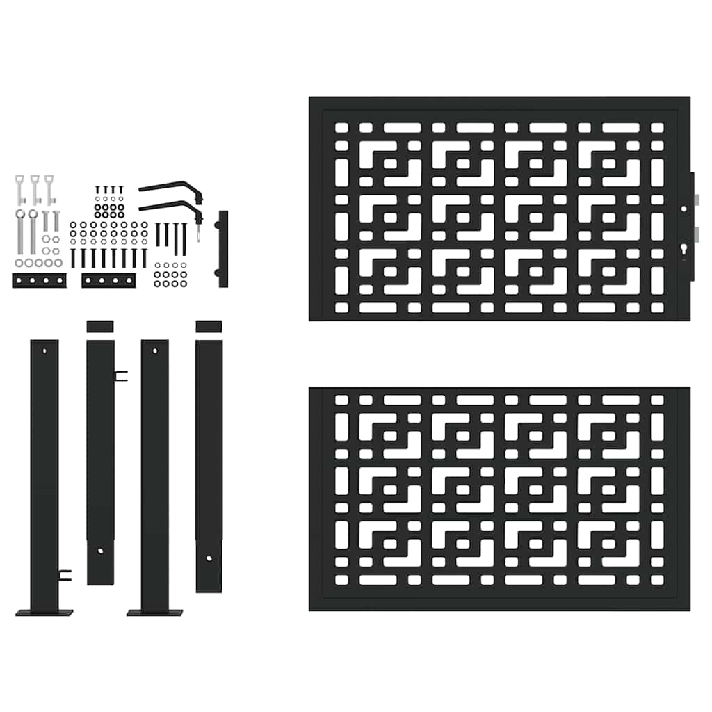 Vrtna vrata crna 100x100 cm čelična križna konstrukcija