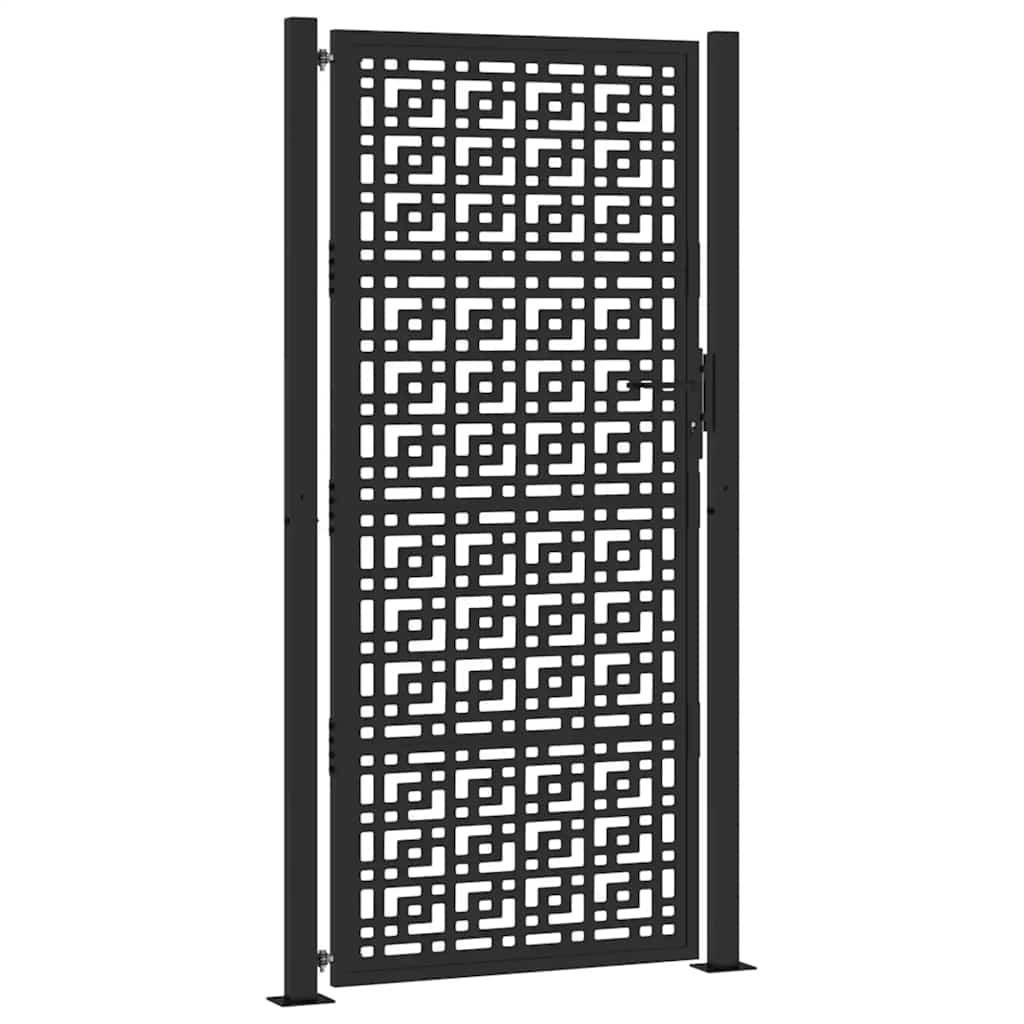 Vrtna vrata crna 100x200 cm čelična križna konstrukcija