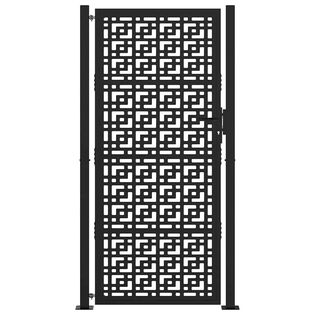 Vrtna vrata crna 100x200 cm čelična križna konstrukcija