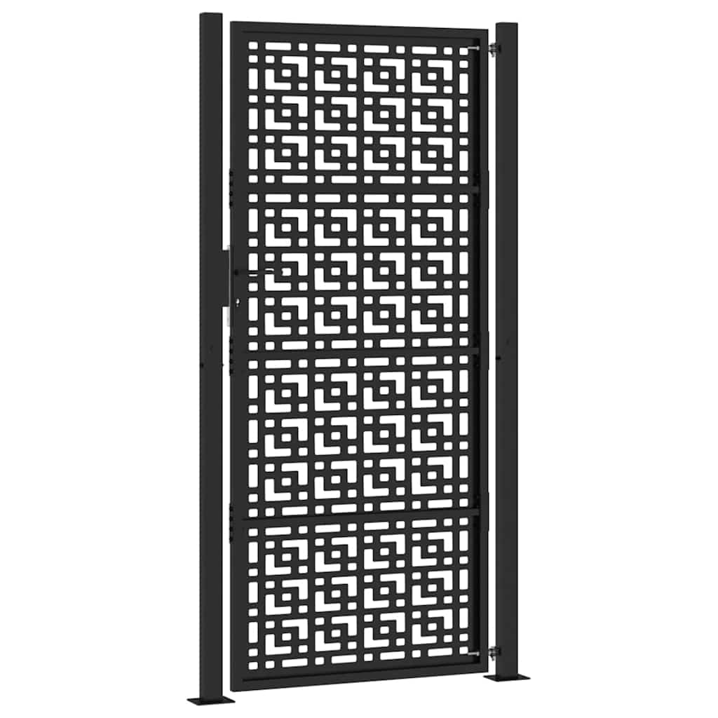 Vrtna vrata crna 100x200 cm čelična križna konstrukcija