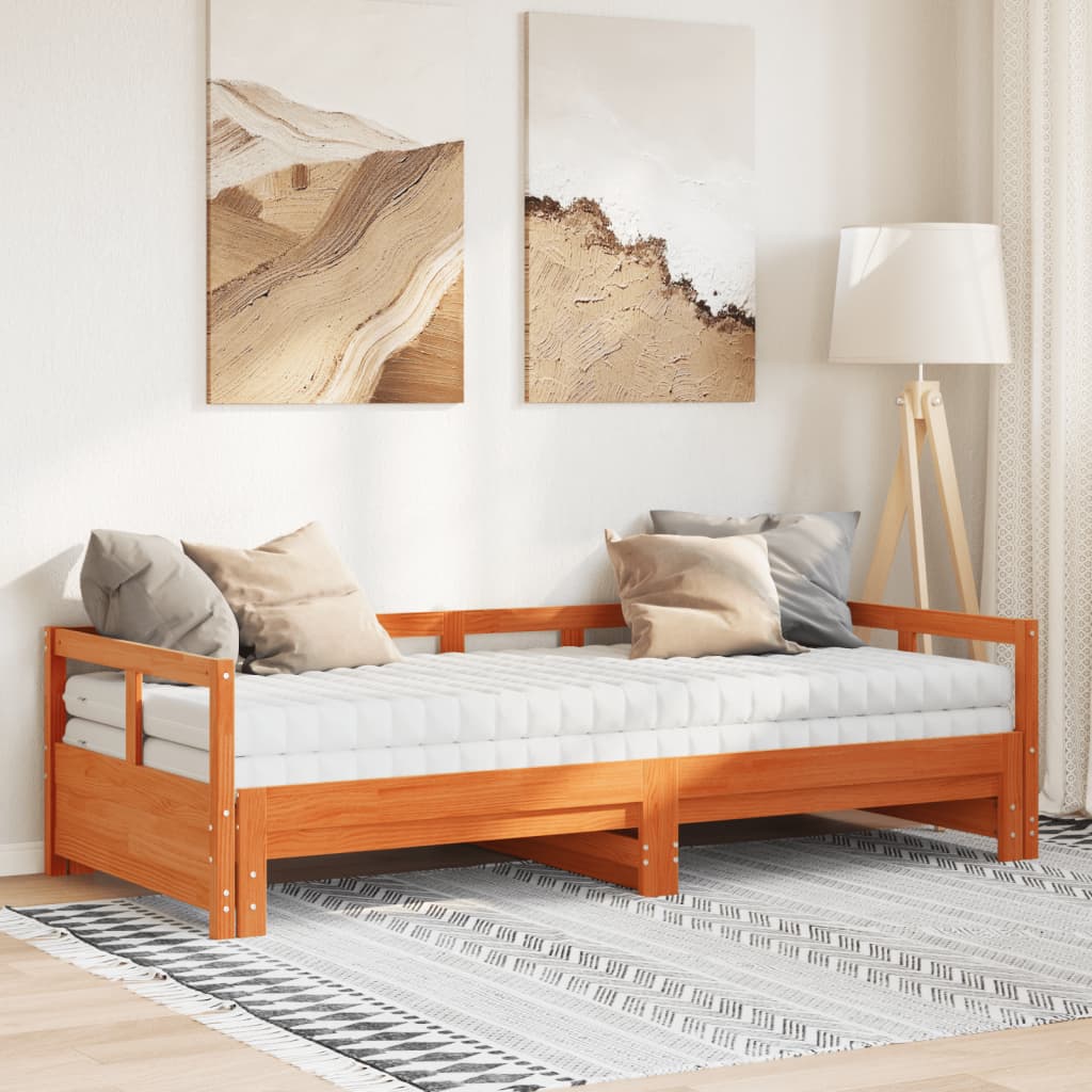 Dnevni krevet na razvlačenje s madracima 90x200 cm od borovine