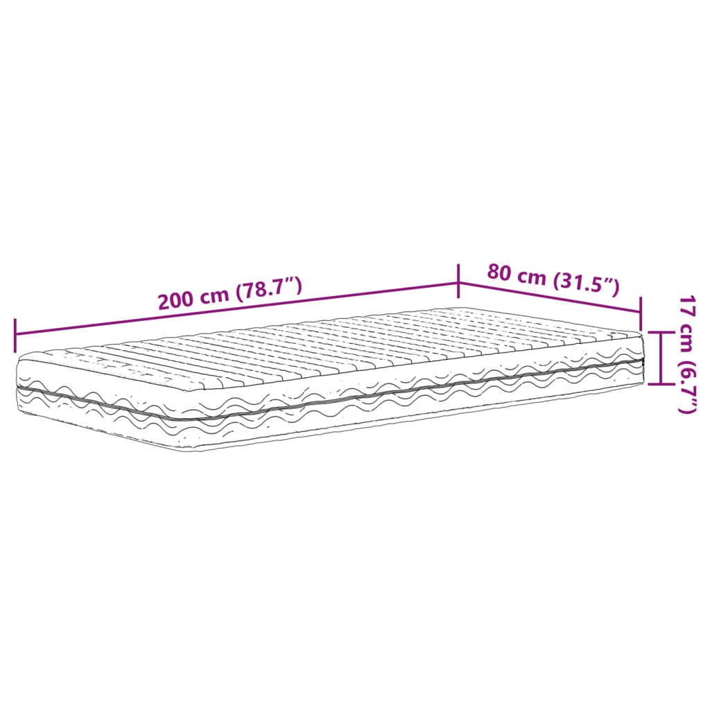 Dnevni krevet s madracem bijeli 80 x 200 cm od masivne borovine