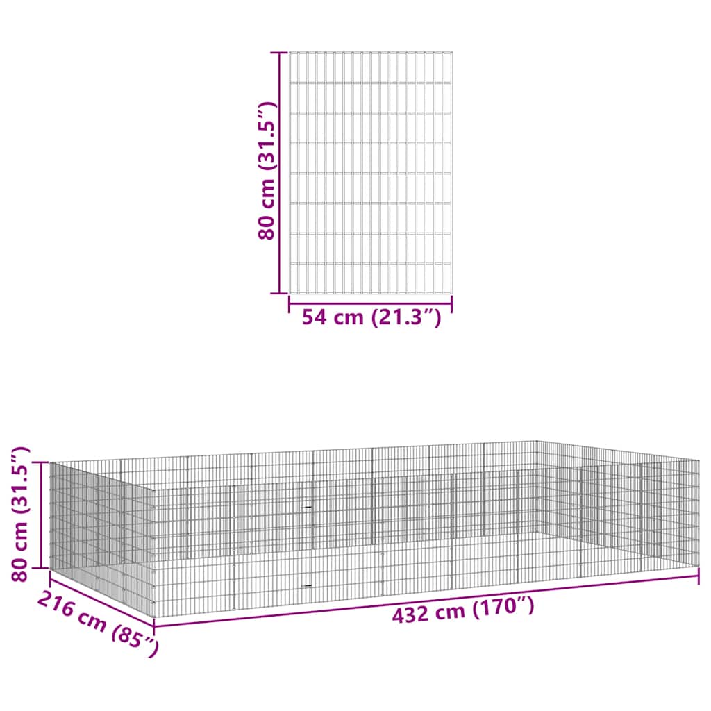 Ograda za životinje s 24 ploča 54 x 80 cm od pocinčanog željeza