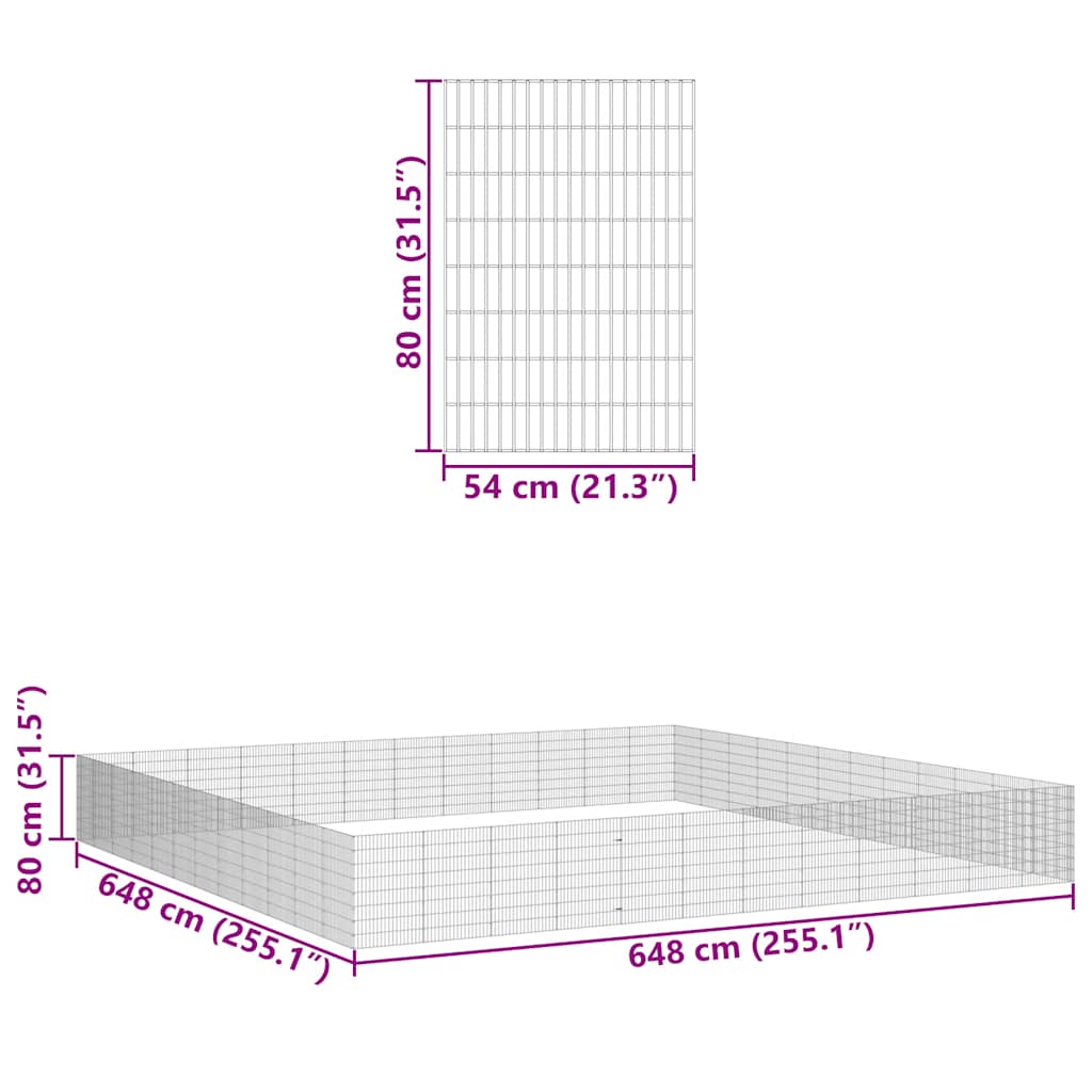 Ograda za životinje s 48 ploča 54 x 80 cm od pocinčanog željeza