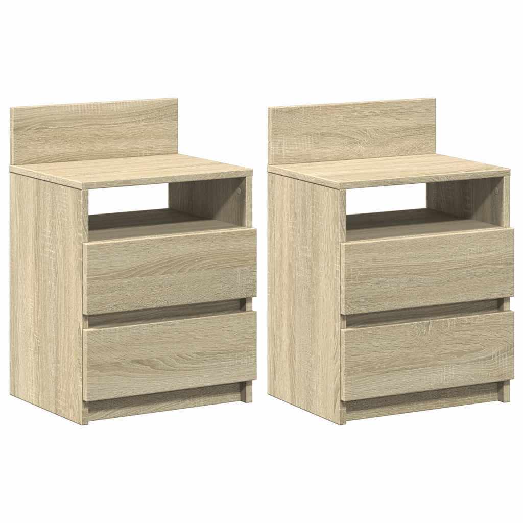 Noćni ormarići 2 kom s 2 ladice Sonoma hrast 40x33x60 cm