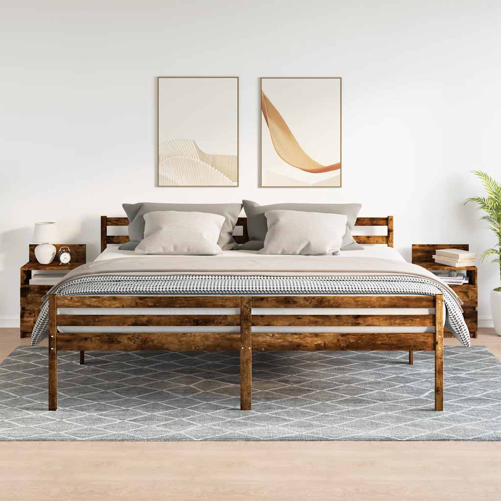 Noćni ormarići 2 kom s 2 ladice dimljeni hrast 40x33x60 cm
