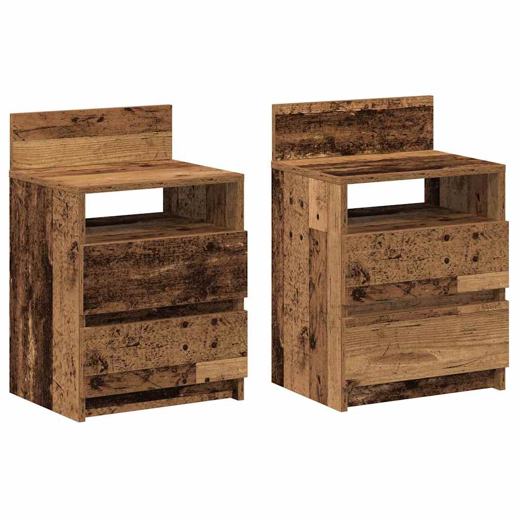 Noćni ormarići 2 kom s 2 ladice staro drvo 40x33x60 cm