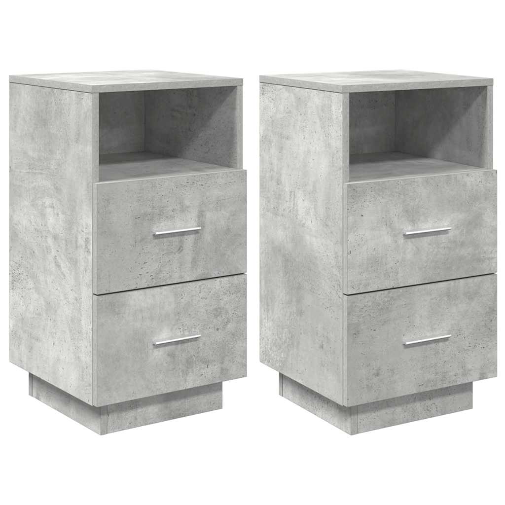 Noćni ormarići 2 kom s 2 ladice beton siva 36x36x68 cm