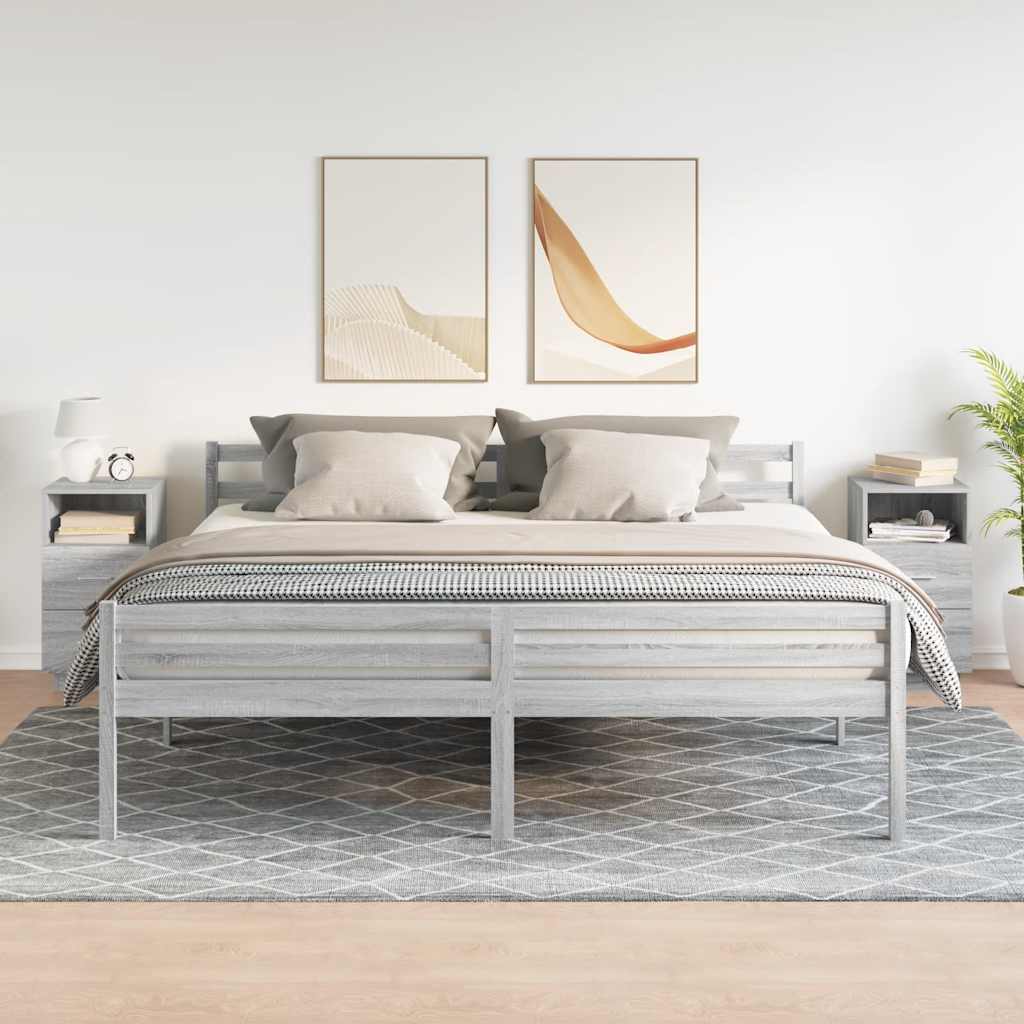 Noćni ormarići 2 kom s 2 ladice siva sonoma 36x36x68 cm