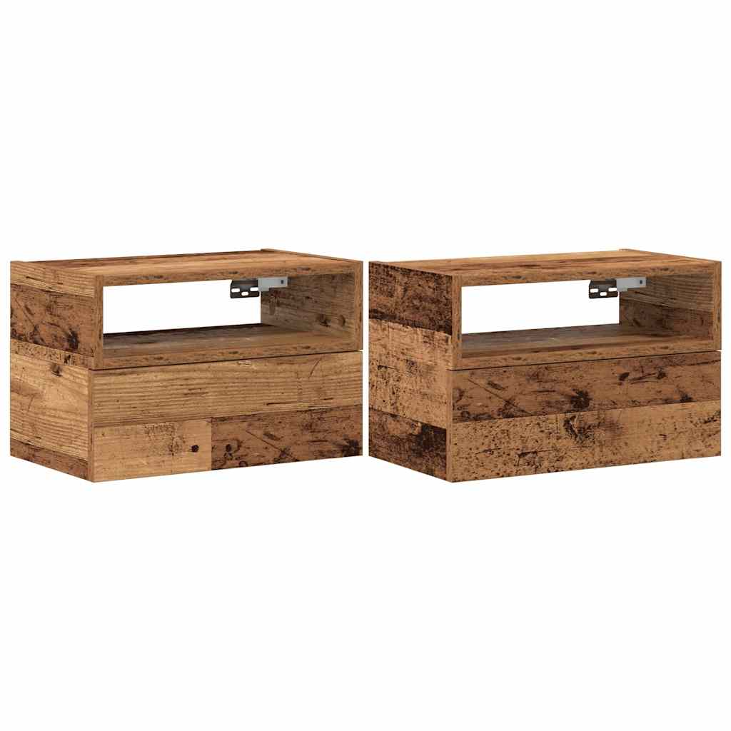 Zidni noćni ormarići 2 kom staro drvo 45x26x28,5 cm