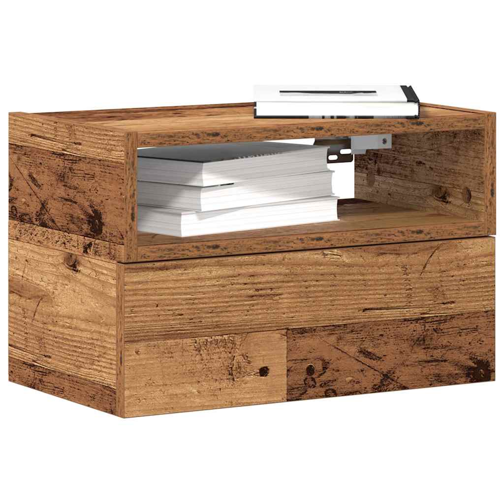 Zidni noćni ormarići 2 kom staro drvo 45x26x28,5 cm
