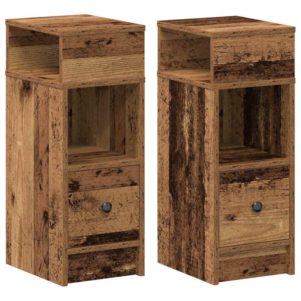 Noćni ormarići 2 kom s ladicama staro drvo 25x31x66 cm