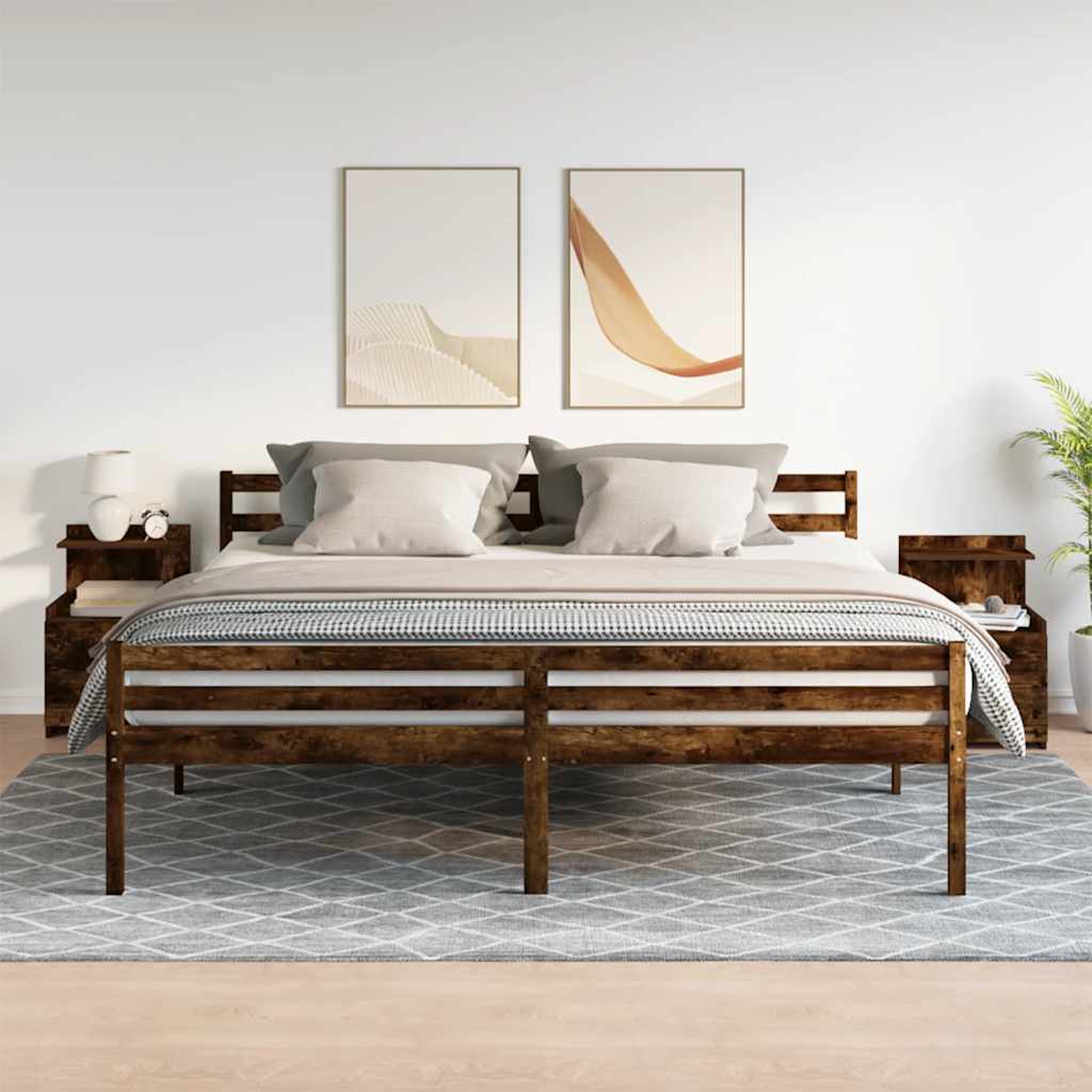 Noćni ormarići 2 kom s 2 ladice dimljeni hrast 40x36,5x62 cm