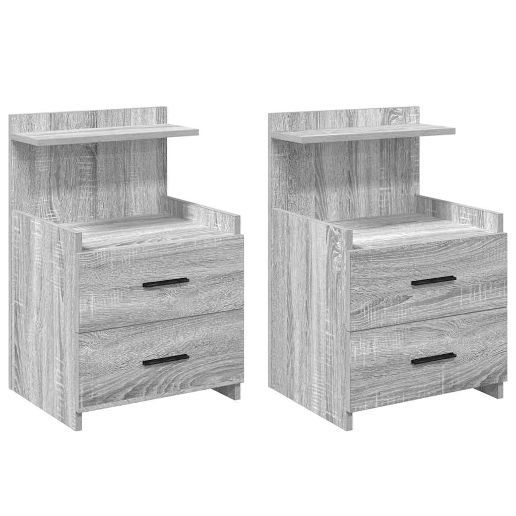 Noćni ormarići 2 kom s 2 ladice sivi Sonoma 40x36,5x62 cm
