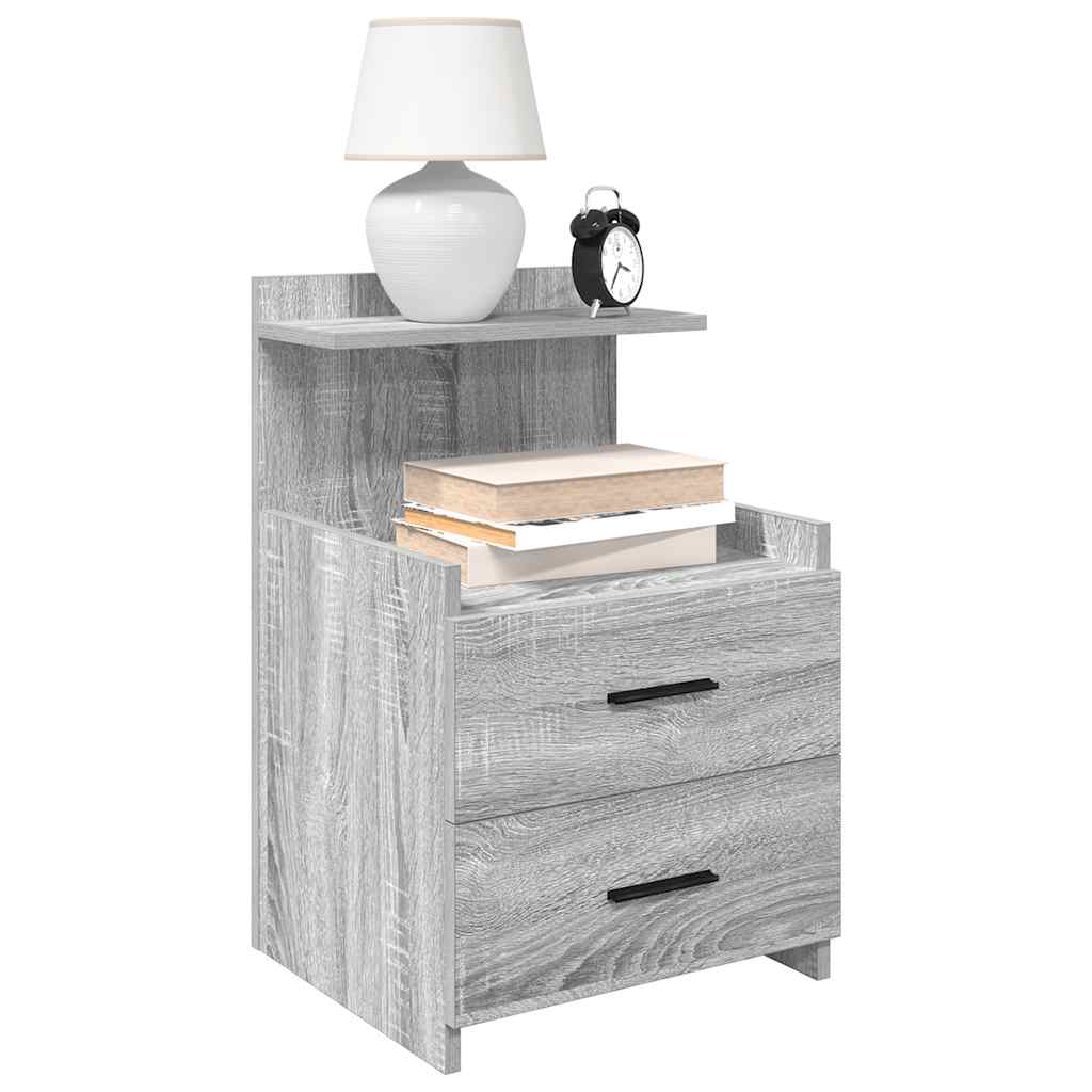 Noćni ormarići 2 kom s 2 ladice sivi Sonoma 40x36,5x62 cm