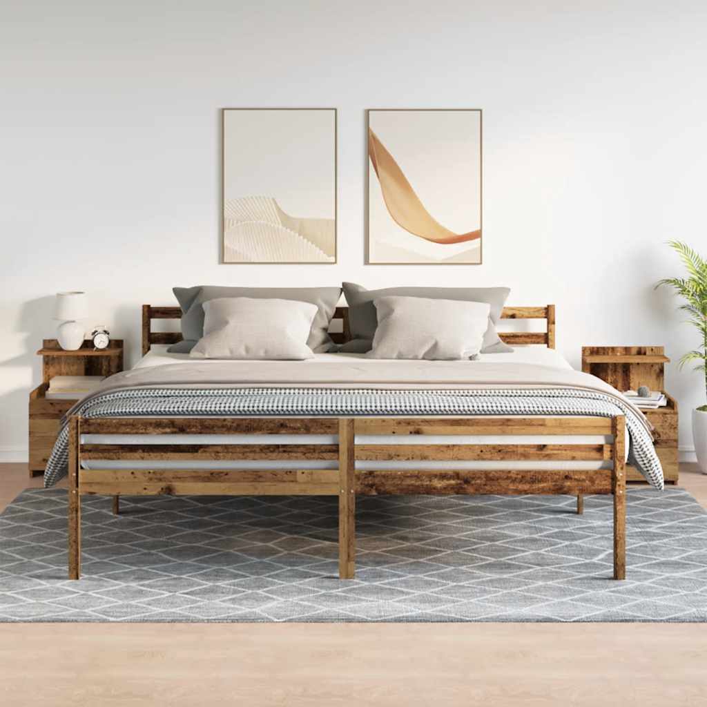 Noćni ormarići 2 kom s 2 ladice staro drvo 40x36,5x62 cm