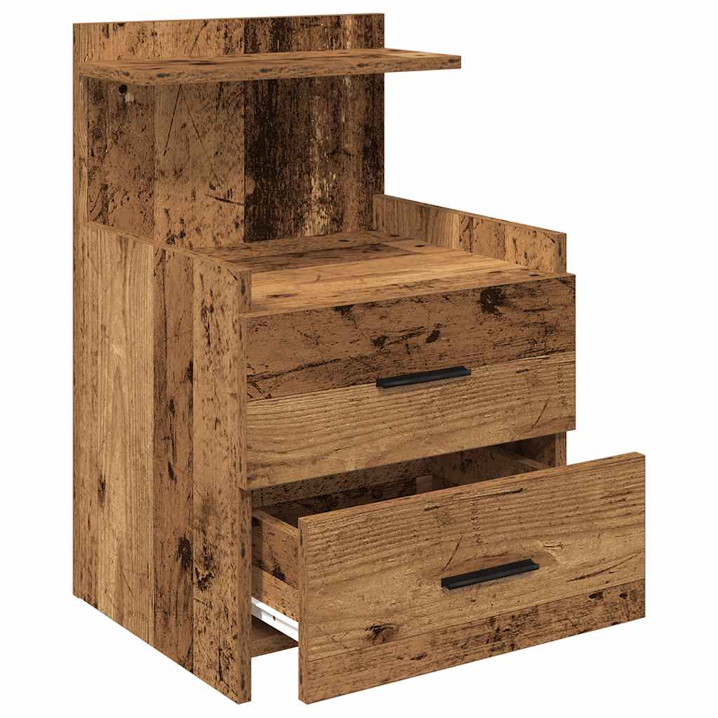 Noćni ormarići 2 kom s 2 ladice staro drvo 40x36,5x62 cm