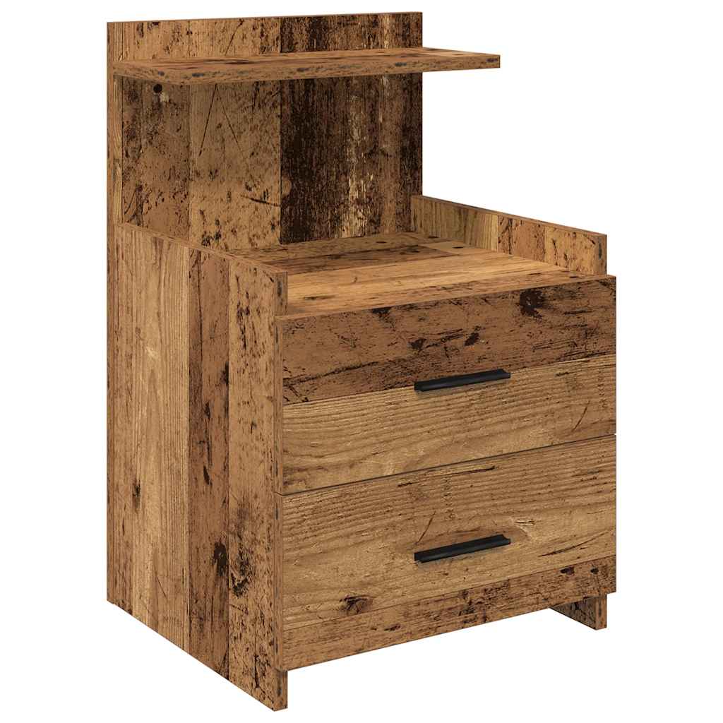 Noćni ormarići 2 kom s 2 ladice staro drvo 40x36,5x62 cm