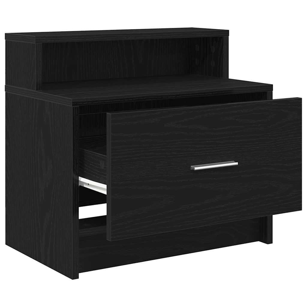 Noćni ormarić s ladicom crni hrast 51x31x47 cm