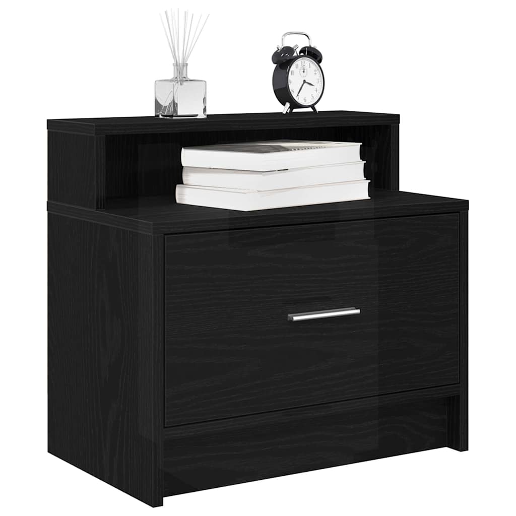 Noćni ormarić s ladicom crni hrast 51x31x47 cm