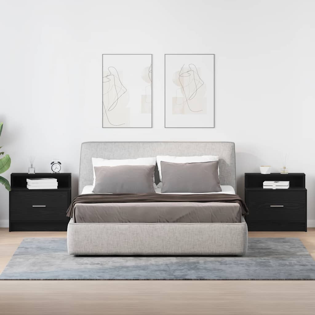Noćni ormarići s ladicom 2 kom crni hrast 51x31x47 cm
