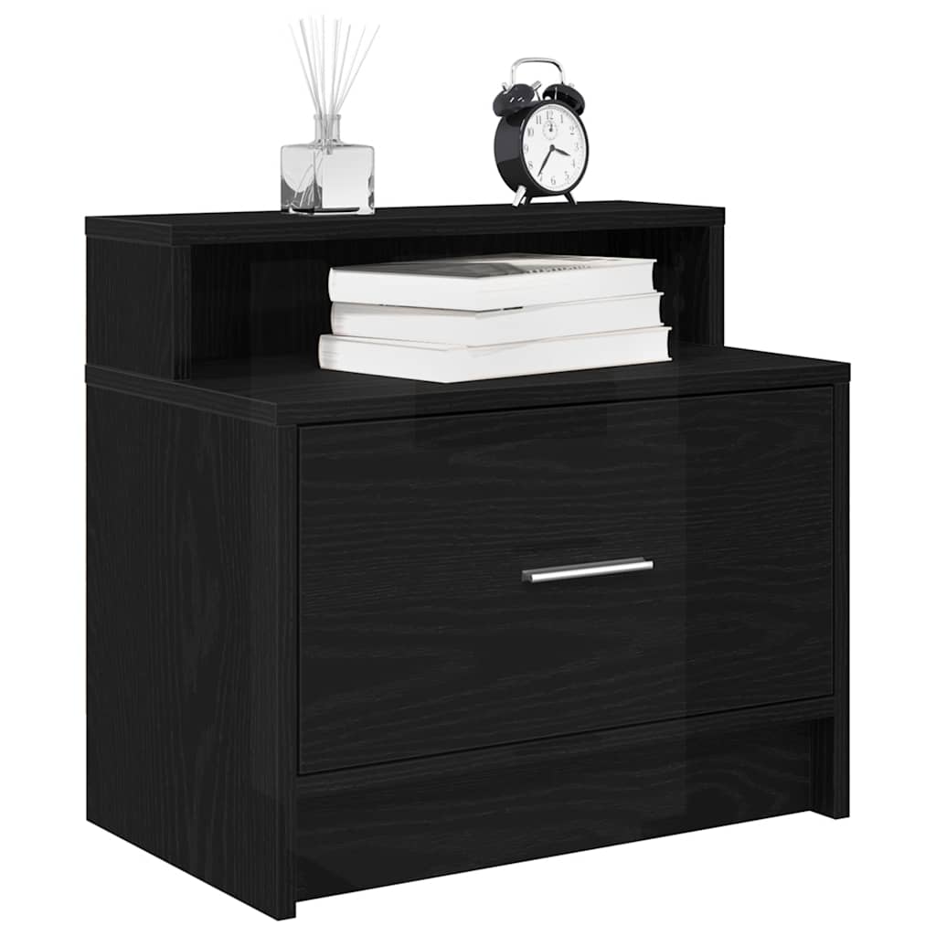 Noćni ormarići s ladicom 2 kom crni hrast 51x31x47 cm