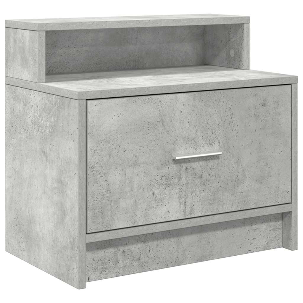 Noćni ormarić s ladicom beton sivi 51x31x47 cm