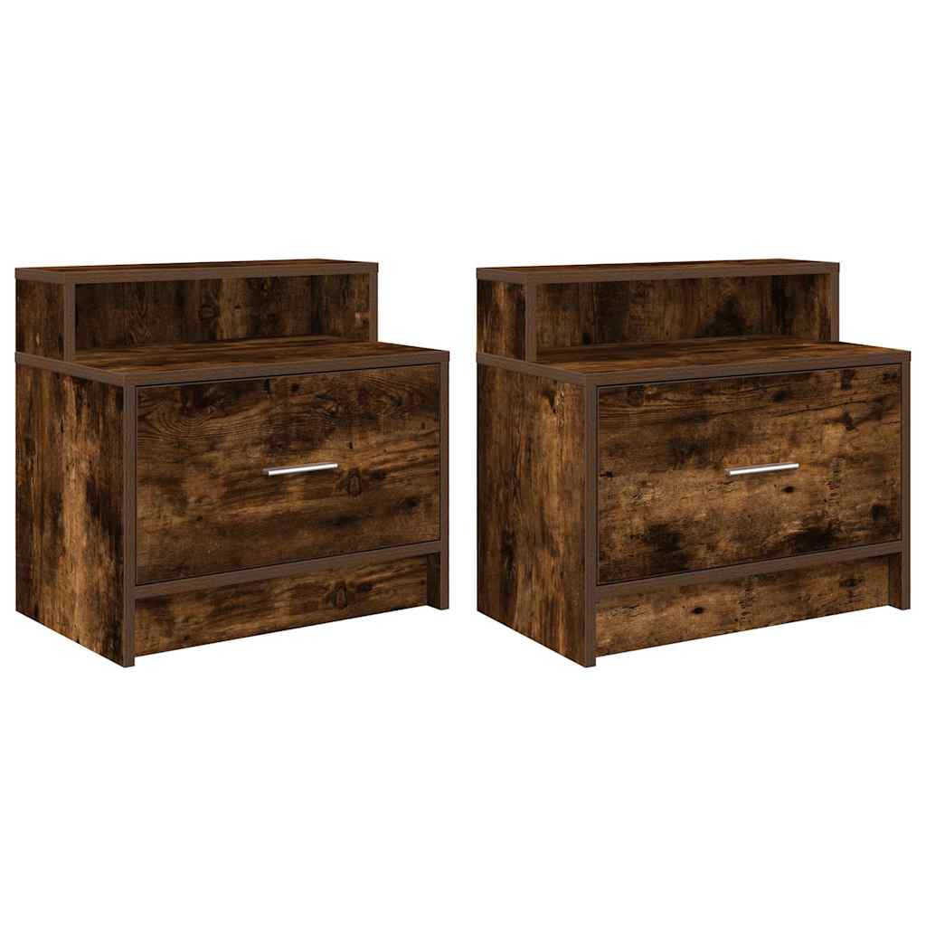 Noćni ormarići s ladicom 2 kom dimljeni hrast 51x31x47 cm