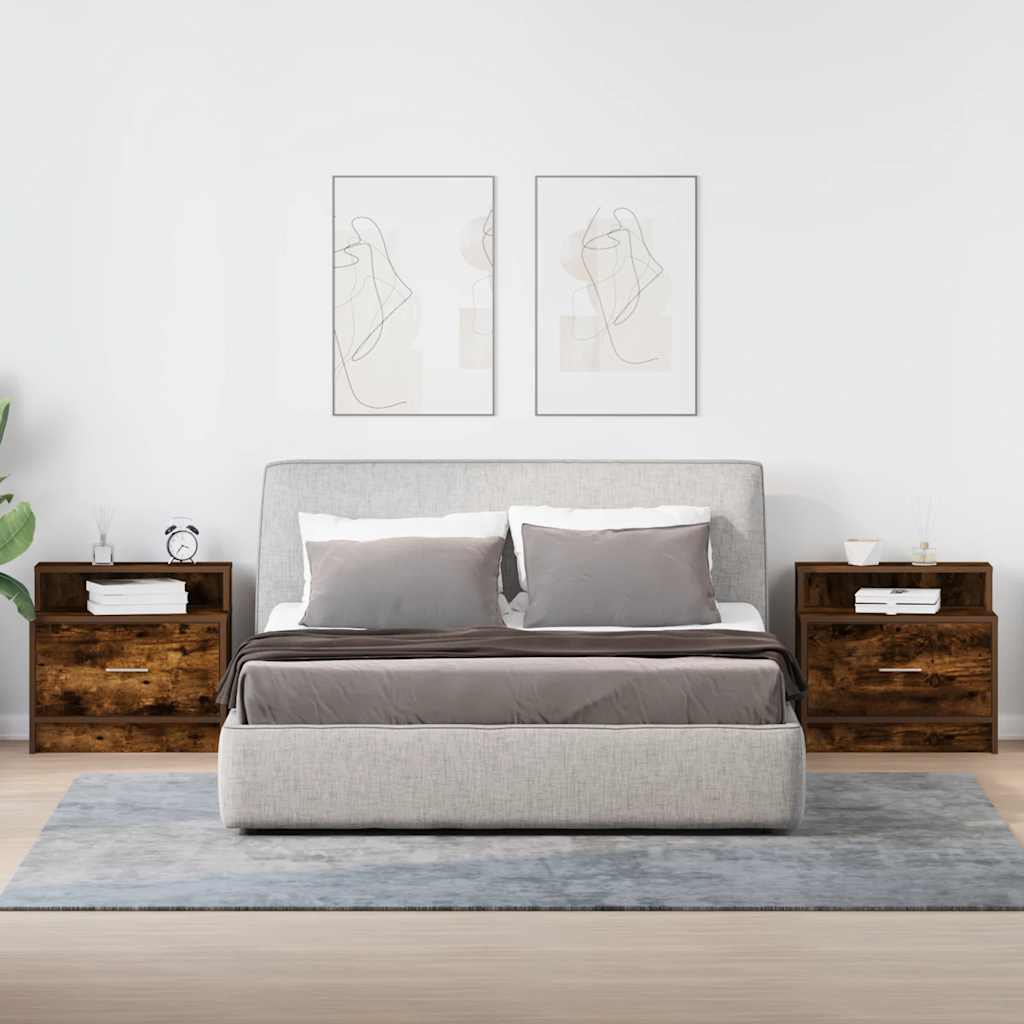Noćni ormarići s ladicom 2 kom dimljeni hrast 51x31x47 cm