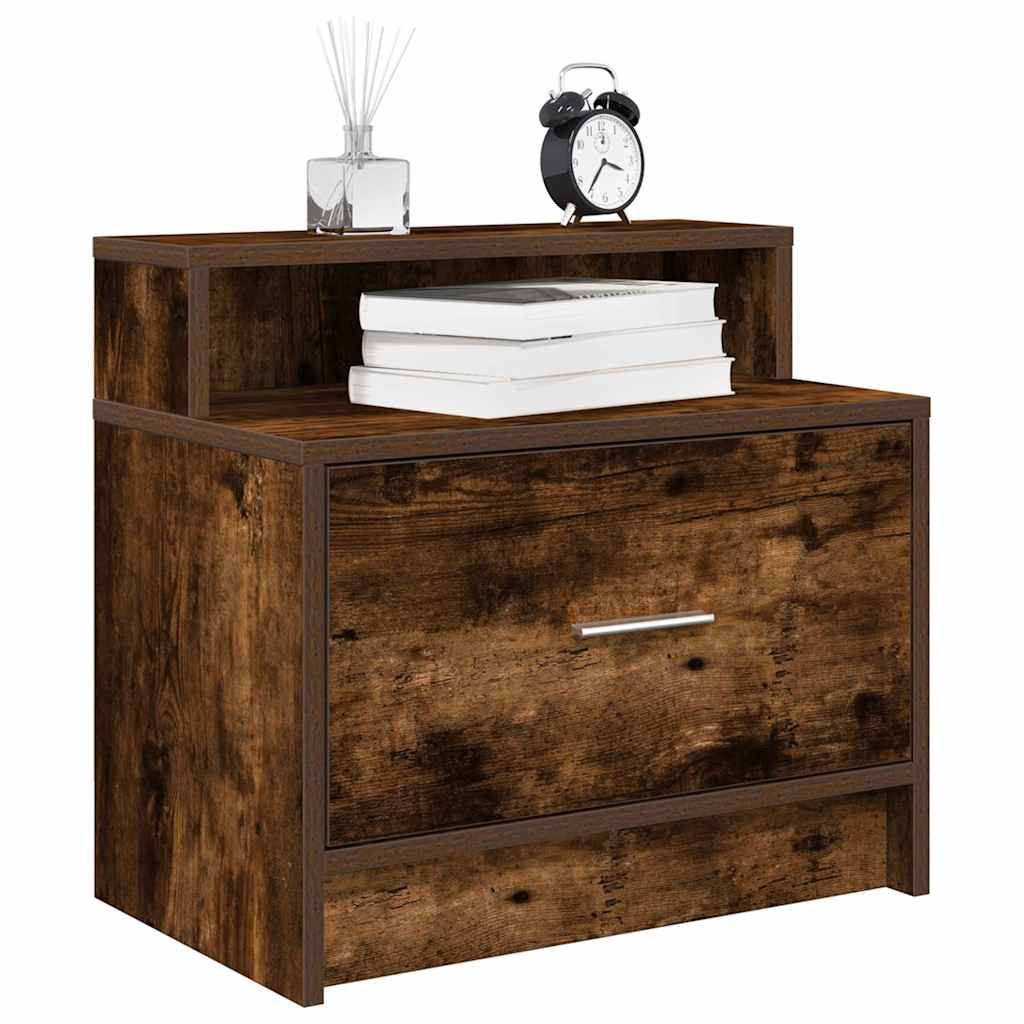 Noćni ormarići s ladicom 2 kom dimljeni hrast 51x31x47 cm