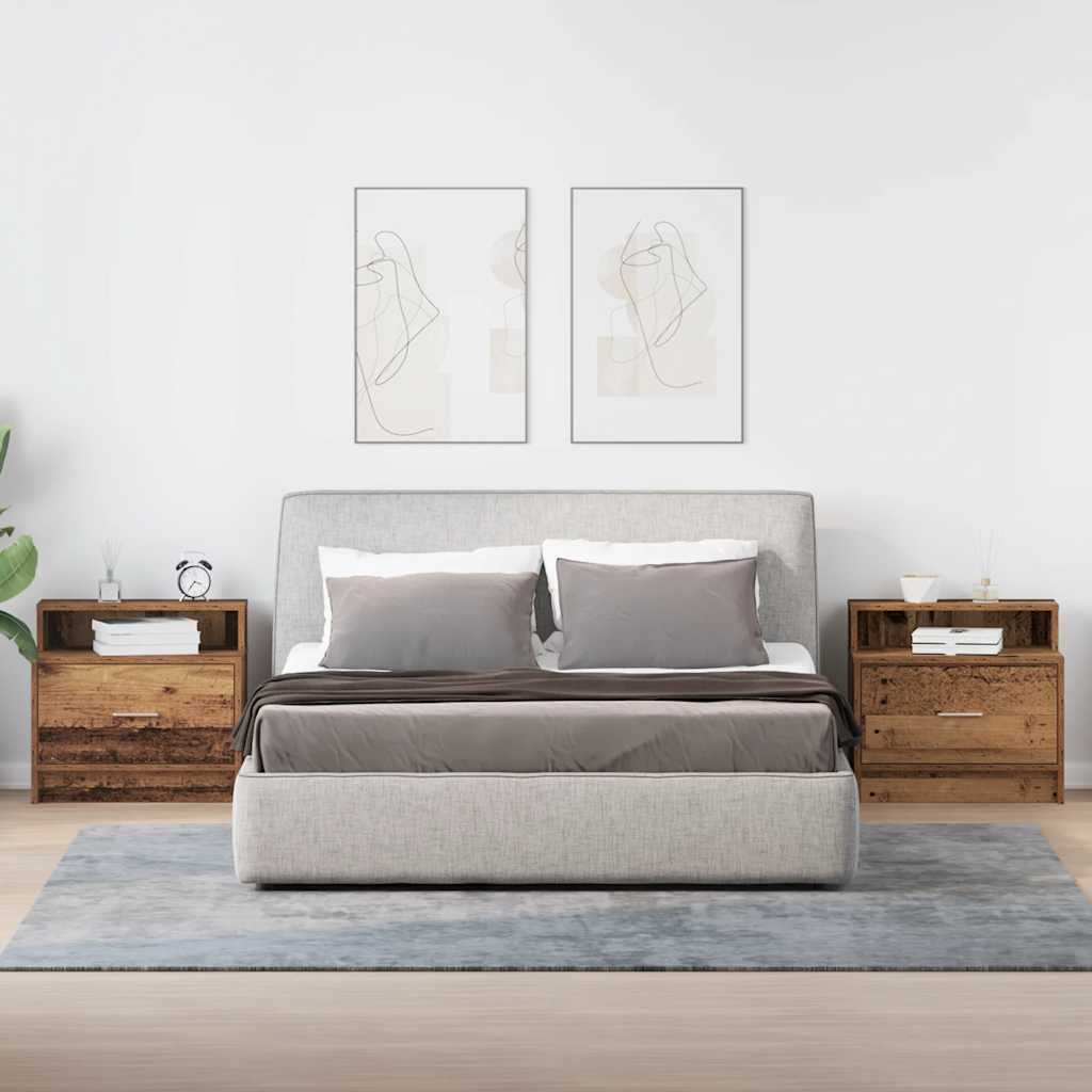 Noćni ormarići s ladicom 2 kom staro drvo 51x31x47 cm